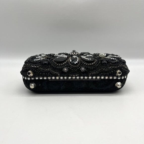 Mary Frances Sublime Black Beaded & Jeweled Embellished Clutch - Picture 4 of 12